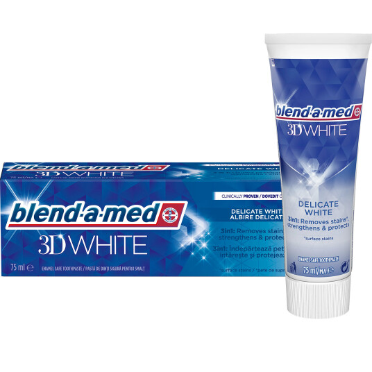 3D White Tannkrem BLEND A MED Delikat White 75 ml. 3D White Tannkrem BLEND A MED Delikat White 75 ml.