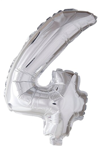 Folie ballong Sølv 41 cm - Tallet 4