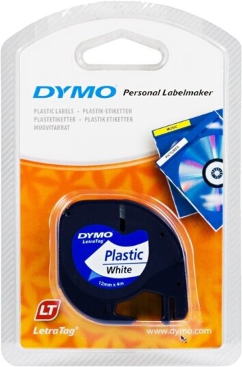 DYMO LetraTAG Plasttape Hvit 12mm 4m 91221 DYMO LetraTAG Plasttape Hvit 12mm 4m 91221