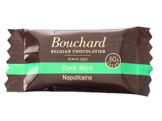 Chokolade Bouchard Dark Mint 5g flowpakket 1kg