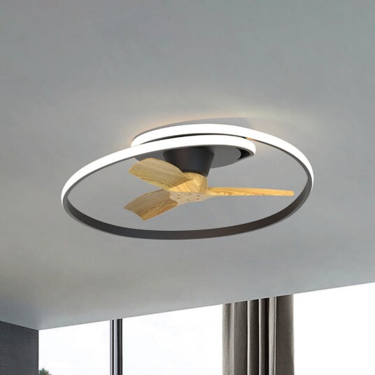 LED takvifte Ocean svart/tre DC stillegående – Mantra Mantra Iluminación Ocean dimmbar Svart Stue Plast Moderne 73 22 Svart