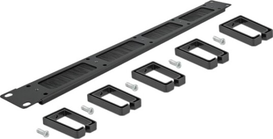 Delock Cable Management Brush Strip With 5 Hooks Styringspanel For Rackkabler Med Børste Svart 1U 19" 66490