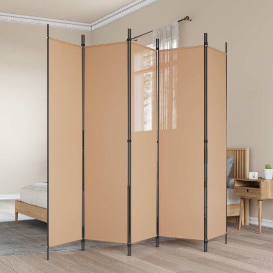 vidaXL 5-panel romdeler Beige 250 x 200 cm Stoff