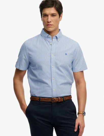 Superdry Preppy Oxford S/S Shirt   Blue   XXL