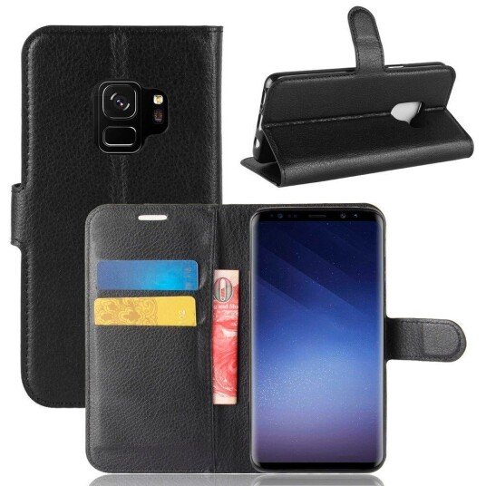 INCOVER Samsung Galaxy S9 Myk Skinn Flipdeksel m. Kortholder - Svart