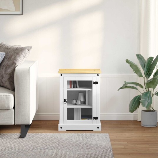 HiFi skap Hvit 60 x 50 x 82 cm Massiv furu HiFi skap Hvit 60 x 50 x 82 cm Massiv furu