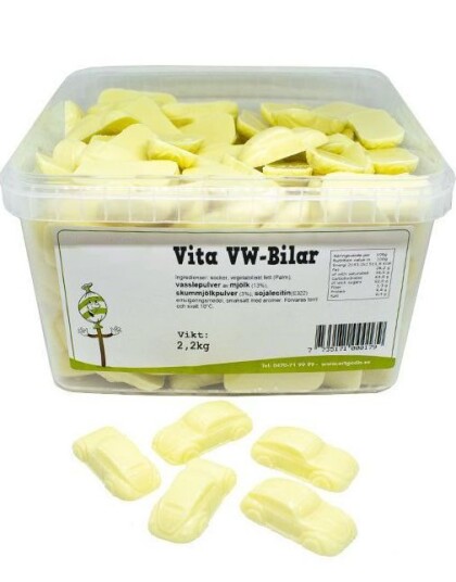 2,2 kg Hvite VW Sjokoladebiler Hvit sjokolade formet som Biler
