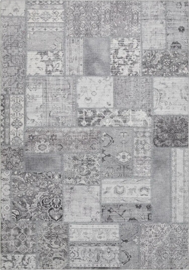 Patchwork Wiltonmatte 200x290 cm Rektangulær - Sølv