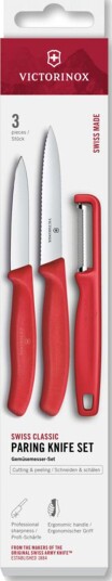 Victorinox Swiss Classic skrelleknivsett + skreller rød