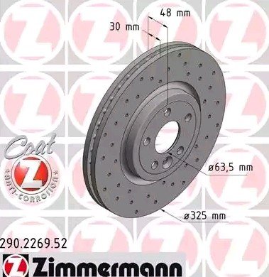 Bremseskive ZIMMERMANN 290.2269.52 Bremseskive ZIMMERMANN 290.2269.52