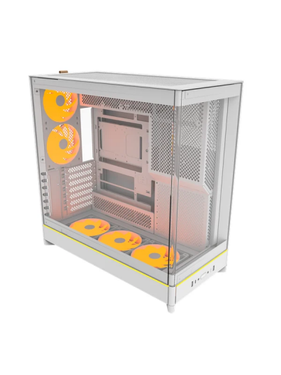 Montech HS02 PRO Miditower Kabinett med Herdet Glass og ARGB - Hvit