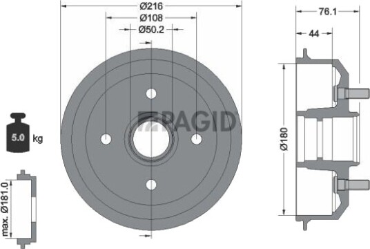 Bremsetrommel PAGID 62909N Bremsetrommel PAGID 62909N