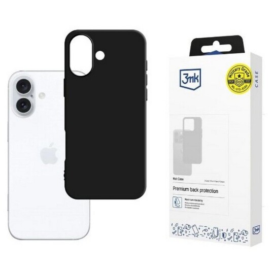 3Mk Matt Mobildeksel for iPhone 16 6,1" Svart 3Mk Matt Mobildeksel for iPhone 16 6,1" Svart
