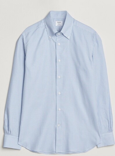 Mazzarelli Soft Oxford Button Down Shirt Light Blue Check Mazzarelli Soft Oxford Button Down Shirt Light Blue Check