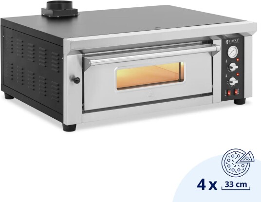 Elektrisk pizzaovn - 4 x 33 cm - 1 kammer - 4200 W - ildleire murstein - Royal Catering RCPO-1005-N