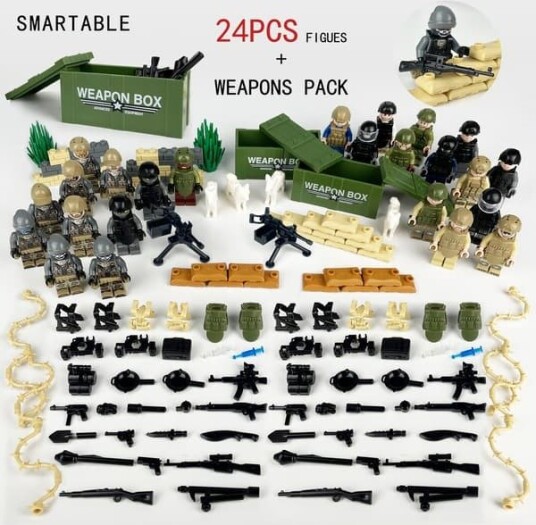 MH-Militær SWAT Soldat Figur Leke Svart Hær WW2 Byggeklosser