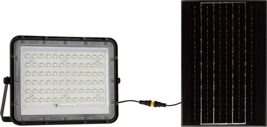 V Tac 120W Solcelle LED lyskaster med panel 1200lm IP65 inkl. fjernkontroll sort utendørs Kulør : Kald