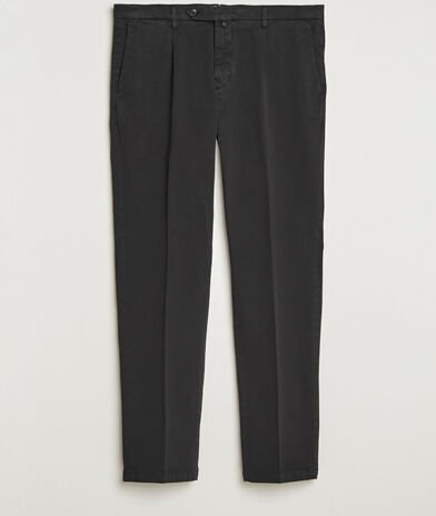 Briglia 1949 Easy Fit Pleated Cotton Stretch Chino Black