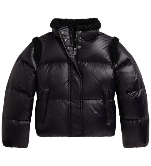 Ralph Lauren Kids Teddy Fleece–Trim Down Boxy Jacket Black 142-153 Ralph Lauren Kids Teddy Fleece–Trim Down Boxy Jacket Black 142-153