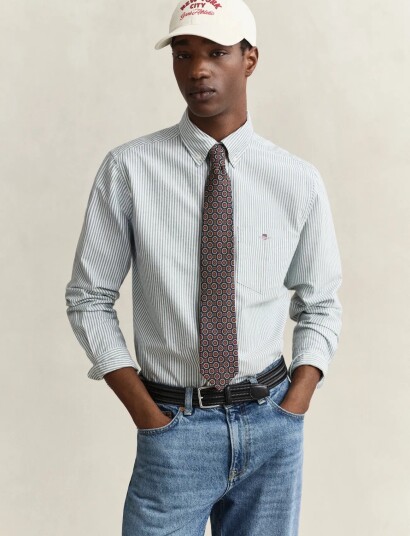 Gant Reg Classic Oxford Stripe Shirt Green XXL