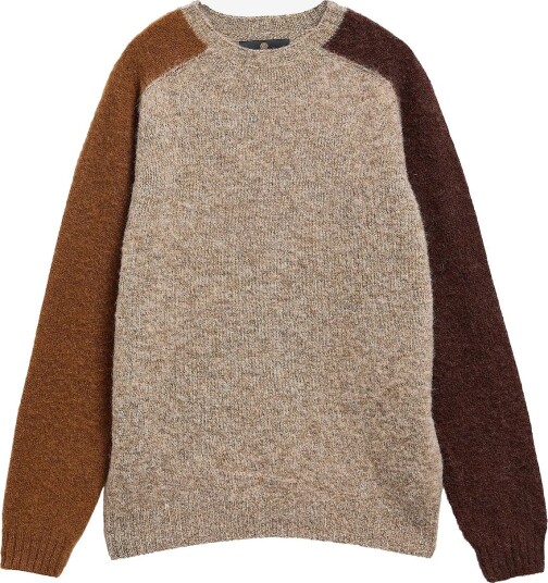 Barbour Scottish Made Block Colour Crew LIGHT STONE L