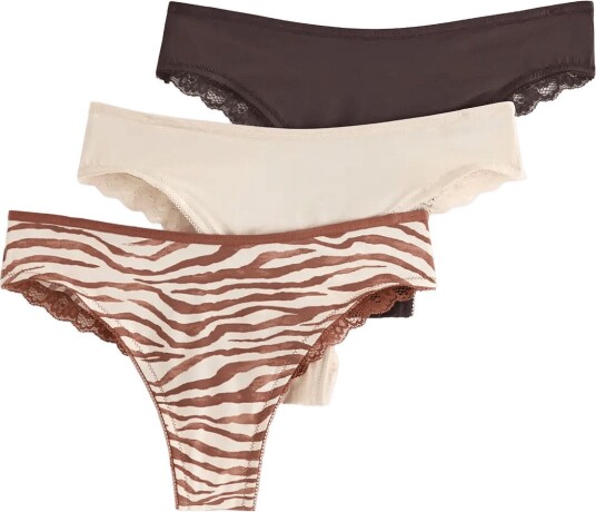 Lindex 3 Pack Brazilian Briefs In Micro Beige XL