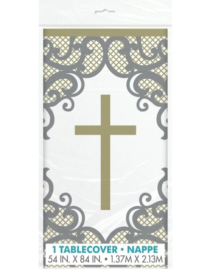 Flott Dekorert Plastduk med Gullkors 137x213 cm Gold Cross