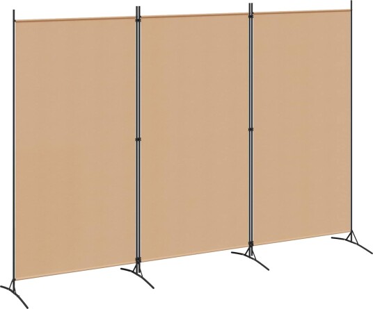 vidaXL 3-panel romdeler Beige 260 x 180 cm Stoff