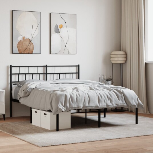 vidaXL Sengeramme i metall med hodegavl svart 120x190 cm 8721012188570