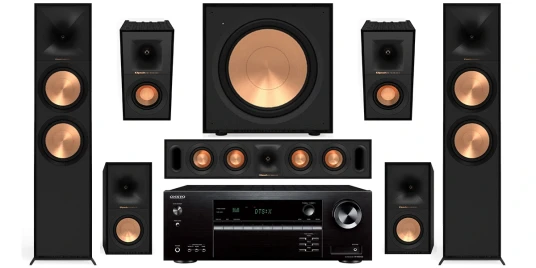 Onkyo TX-NR5100 / Klipsch R-800F 5.1.2 pakke med receiver og høyttalere