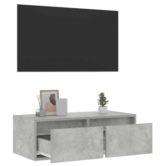  TV-benk med LED-lys betonggrå 75x35,5x25 cm 8721158663450