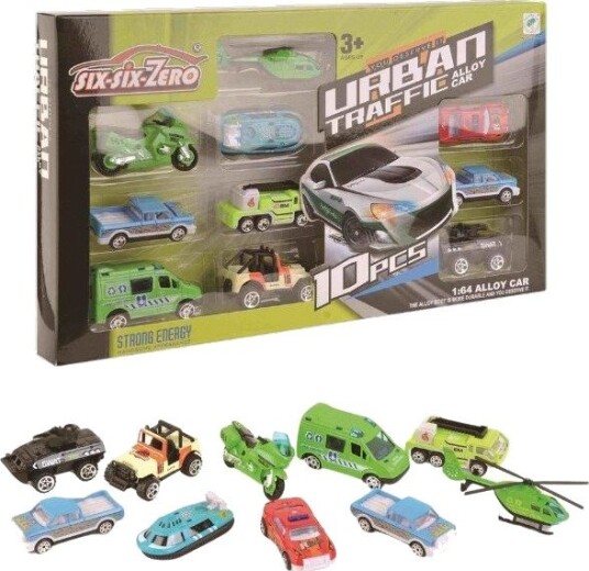 City Truck Lekesett Med Biler I Metall 10 Stk