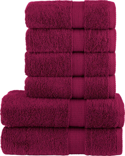 vidaXL Premium håndklesett 6 deler SOLUND burgunder 600 gsm vidaXL Premium håndklesett 6 deler SOLUND burgunder 600 gsm