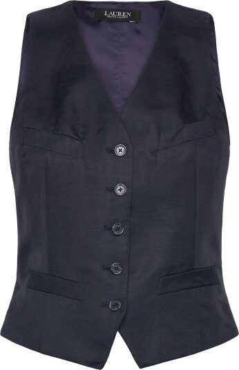 Lauren Ralph Lauren Lt Drapy Linen Visc Wvn Vest Navy 42