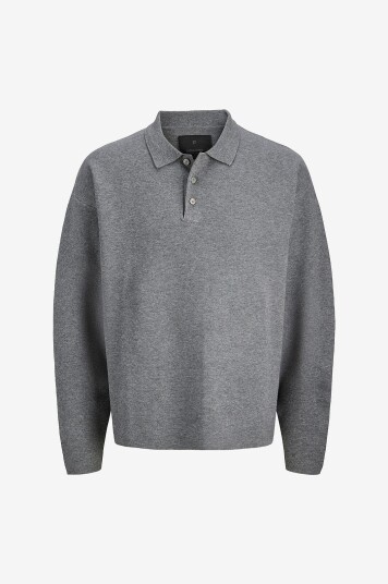 Jack & Jones Junior Medium Grey Melange Jprblabradfort Strikk Polo Ln Jnr 164