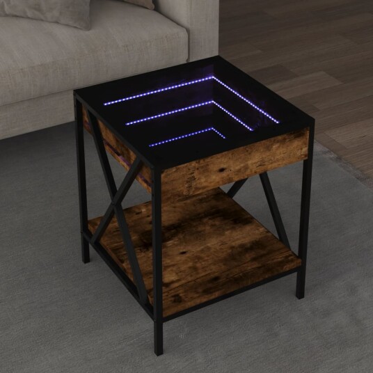  Salongbord med Infinity LED røkt eik 40x40x49 cm 847694