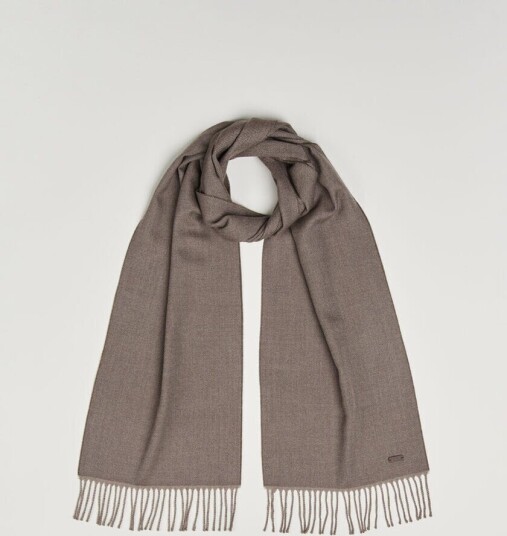 Eton Twill Merino Wool Scarf Brown