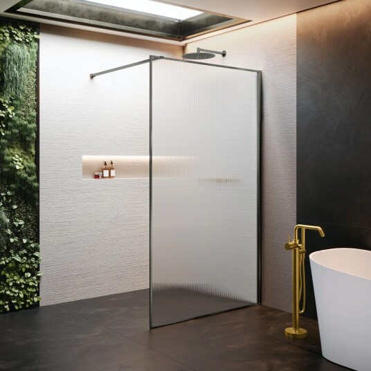 Novellini HP ART Fastvegg 80-140cm Børstet Grafittgrå / 80cm Flute
