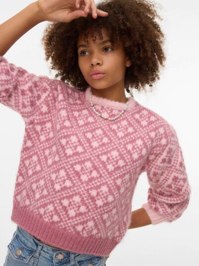 Vero Moda Girl Inga oversized genser rund hals lys rosa (116 / 6 år)
