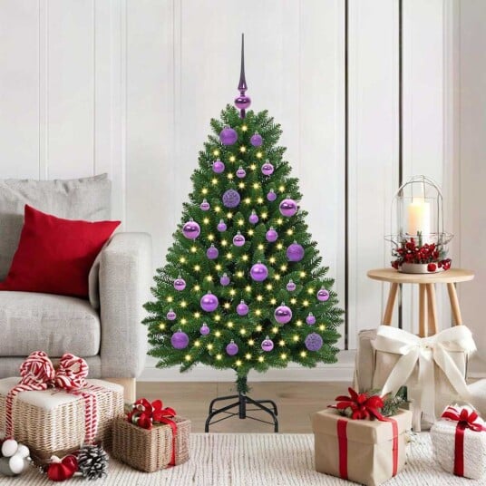  Kunstig juletre med LED  stripelys grønn 120 cm PVC og metall