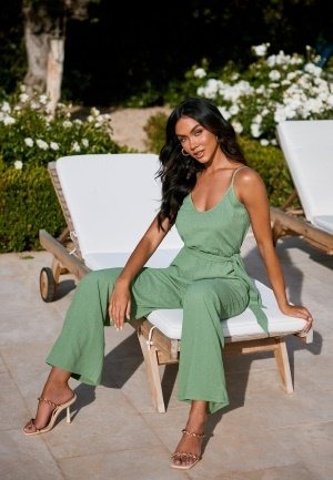 Happy Holly Wide Leg Strap Jumpsuit Dusty green 32/34 Happy Holly Wide Leg Strap Jumpsuit Dusty green 32/34
