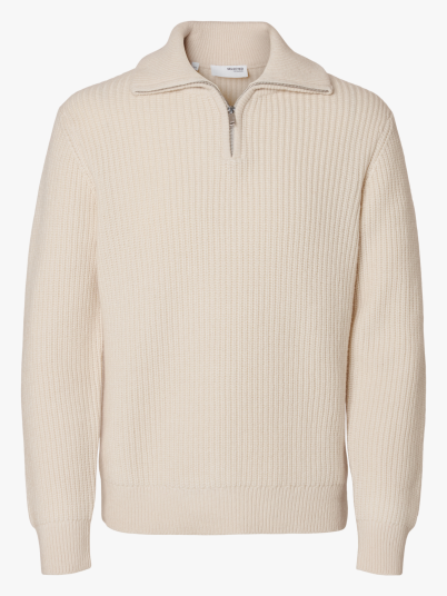 Selected Homme Land Long Sleeve Knit Half Zip Beige XL