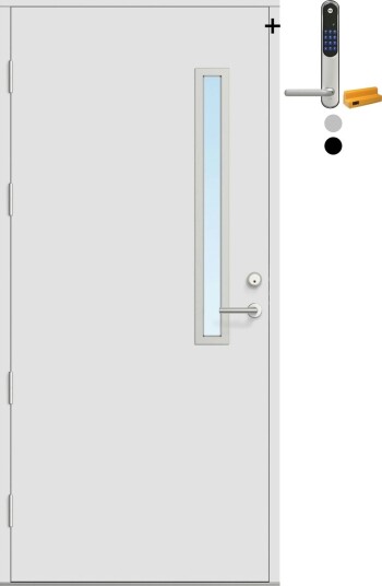 Ytterdør Bygg1 Fjell 12 Klarglass med Yale Entrus BxH 90x190 Venstre, NCS S-0502-Y, Hvit, Yale Sølv