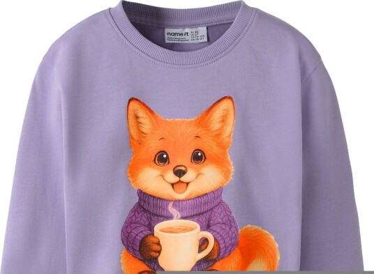 Name It Collegegenser NmfVotea Arvestykke Lilac/Fox Name It 4 år (104) Collegegenser Lilla Oransje