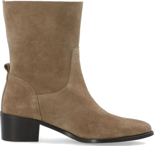 Bianco Carol Mid Pull On Boot Oily Suede Beige 38