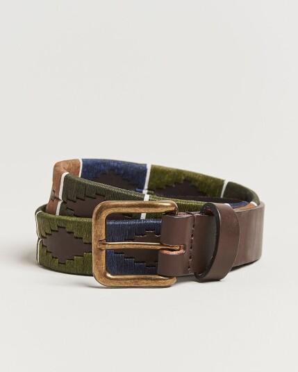 Pampeano Caza Hand Stitched Classic Leather Belt 3,5cm Green/Blue Pampeano Caza Hand Stitched Classic Leather Belt 3,5cm Green/Blue