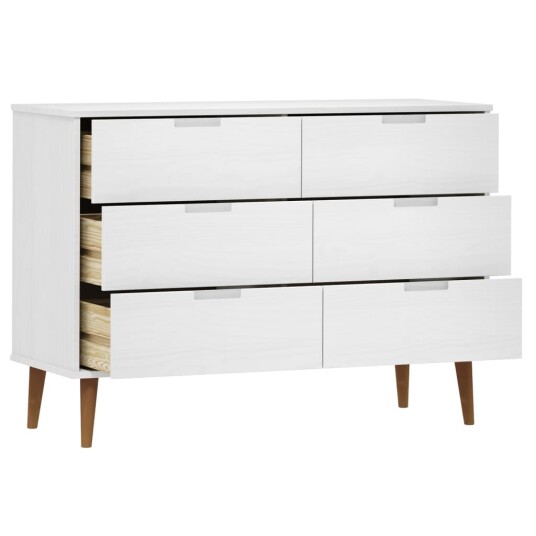  Kommode MOLDE hvit 113x40x80 cm heltre furu 8720845541958
