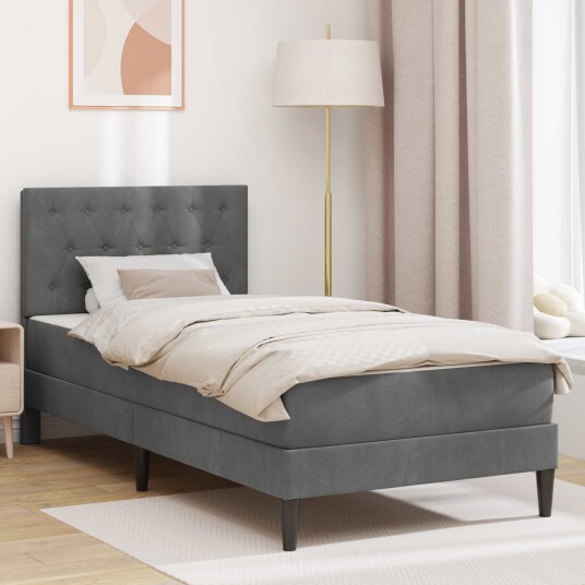 vidaXL Sengeramme med madrass Mørkegrå 100 x 200 cm Fløyel vidaXL Sengeramme med madrass Mørkegrå 100 x 200 cm Fløyel