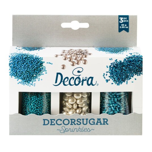 Decora Kakestrø Mix Blå Og Sølv Pk/3 