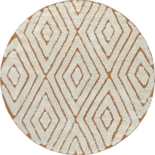 Runde tepper Holwell Natural Cotton Shaggy off white/brun Størrelse: Ø 200 cm